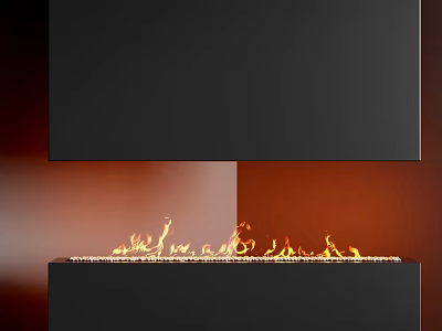Modern Wall Mounted Fireplace With Realistic Flames And Sleek Design 3d model