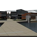 Commercial Street Area With Modern Buildings Zebra Crossings And Pedestrian Plaza