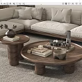 Middle ancient style mother and child coffee table combination 3d model