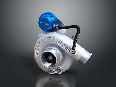 High Performance YOMEI Turbocharger Featuring Garrett Brand Blue Component And Aluminum Housing 3d model