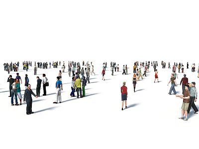 Many People Gathering Walking And Socializing In Open Public Space 3d model