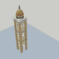 Classical Brown Tower With Dome Roof And Multiple Windows Structure Design