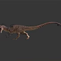 Realistic Reptile 3D Model Standing With Open Mouth Sharp Teeth And Spiked Back 3d model