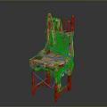Wooden Chair With Upholstered Seat Back And Carved Legs In Wrinkled Fabric