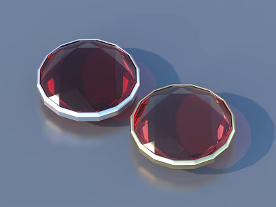 Round Cut Red Gemstone Jewelry with Elegant Silver and Gold Metallic Settings Shiny Design 3d model