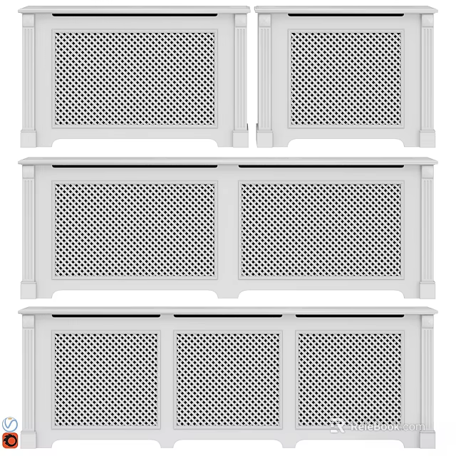 White Lattice Decorative Panels With Multiple Grid Sections For Furniture Decor 3d model 
