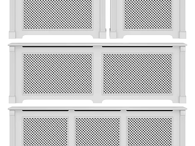 White Lattice Decorative Panels With Multiple Grid Sections For Furniture Decor 3d model