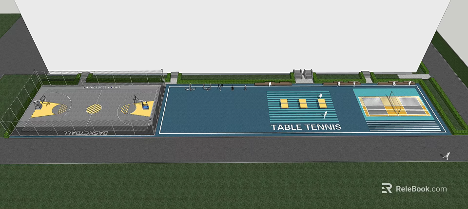 Well Designed Basketball Court Featuring Hoop Marked Lines And Smooth Surface 3d model 