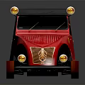 Red Car Shaped Sled with Black Roof Yellow Lights and Ferrari Logo in Vintage Design
