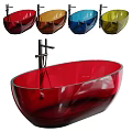 Transparent Glass Bathtub With Black Faucet In Different Sizes For Bathroom