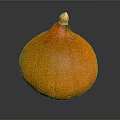 Orange Round Pumpkin With Smooth Texture On Black Reflective Background