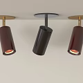 Modern Downlights Spotlights With Cylindrical Metal Shades And Warm Light On Ceiling