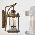 Vintage Wall Sconce With Glass Shade And Candle Style Bulbs In Antique Brass Design