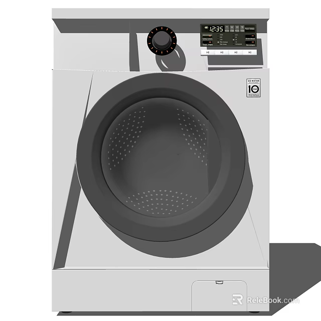 Modern Front Loading Washing Machine With Digital Control Panel And Stylish Design 3d model 