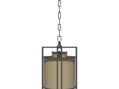 Modern Contemporary Chandelier With Metal Frame And Cylindrical Fabric Shade Hanging Chain Design 3d model