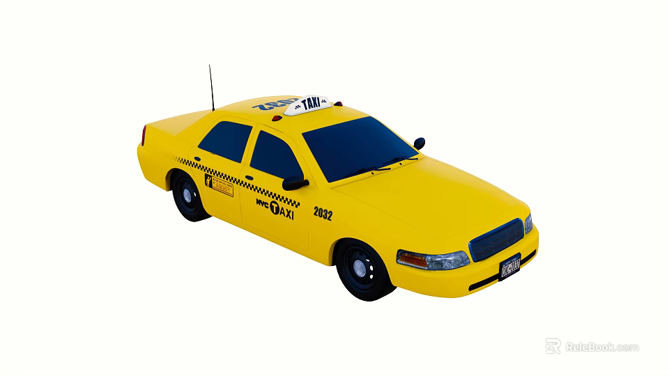 Yellow Taxi Sedan With Roof Sign And Vehicle Design Features 3d model 