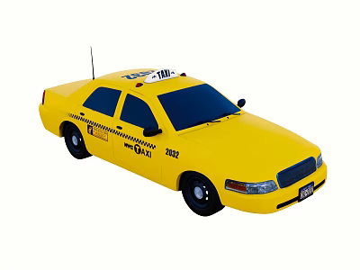 Yellow Taxi Sedan With Roof Sign And Vehicle Design Features 3d model