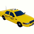Yellow Taxi Sedan With Roof Sign And Vehicle Design Features