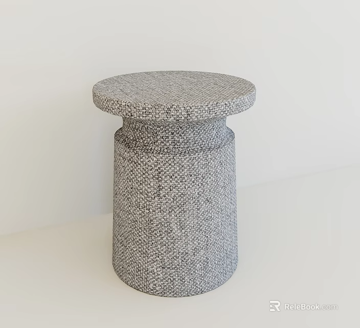 Gray Woven Stool Design With Round Top And Cylindrical Structure 3d model