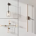 Modern Minimalist Wall Lamp Designs With Glass Shade Metal Frame And Multiple Bulbs