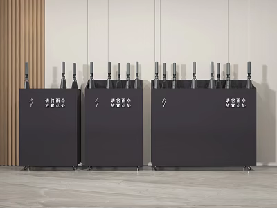 Public Facility Black Waste Bins With Wheels For Cleaning Center In Public Area 3d model