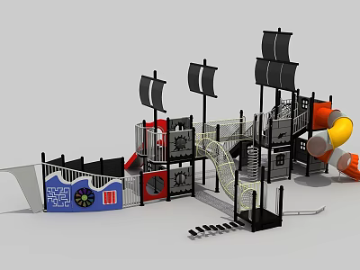 pe pirate ship children's play equipment slide 3d model