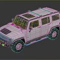 White Hummer Style SUV With Roof Rack Orange Warning Lights And Black Wheels