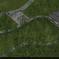 Scenic Park Landscape With Winding Pathways Lush Trees Traditional Pavilion And Green Lawn