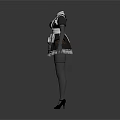 Detailed Maid Outfit 3D Character Model With Apron Black Stockings And Heels