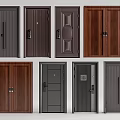 Various Security Doors With Modern Designs Wood Grain And Metal Textures In Dark Colors