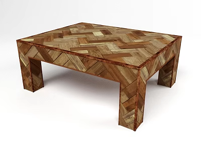 Handcrafted Wooden Coffee Table With Geometric Patchwork Design And Square Shape 3d model