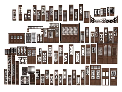 Wooden Room Dividers With Various Intricate Patterns And Multiple Design Styles 3d model