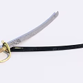 Traditional Curved Sword With Golden Hilt Black Scabbard And Engraved Blade Design