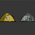 Yellow and Camouflage Outdoor Camping Tents with Mesh Windows and Door Entrance