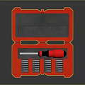Red Hardware Tool Set With Screwdriver And Multiple Bits In Case 3d model