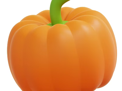Fresh Orange Pumpkin Vegetable with Green Stem and Smooth Surface Isolated on White Background 3d model