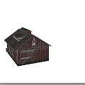 Rustic Red Barn Building Featuring Wooden Structure Sloped Roof Classic Windows And Open Doors