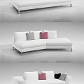 White Sectional Sofa With Modern Design And Comfortable Seating With Decorative Pillows 3d model