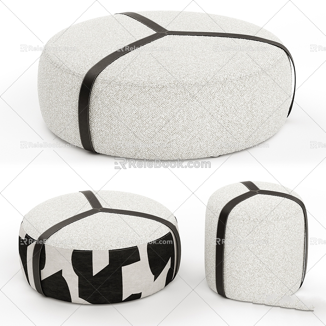 Modern Sofa Stool Bag Footstool Fabric Velvet 3d model