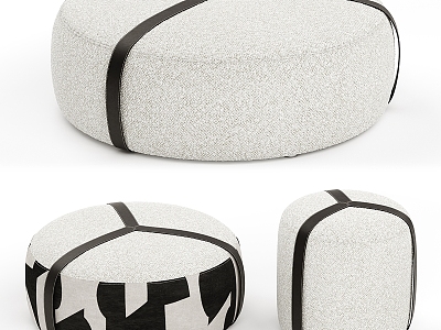 Modern Sofa Stool Bag Footstool Fabric Velvet 3d model