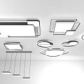 Modern Ceiling Lights With Square And Round Shapes For Interior Lighting Design 3d model