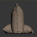 Brown Hessian Sacks As Practical Household Items With Stacked And Flat Design 3d model