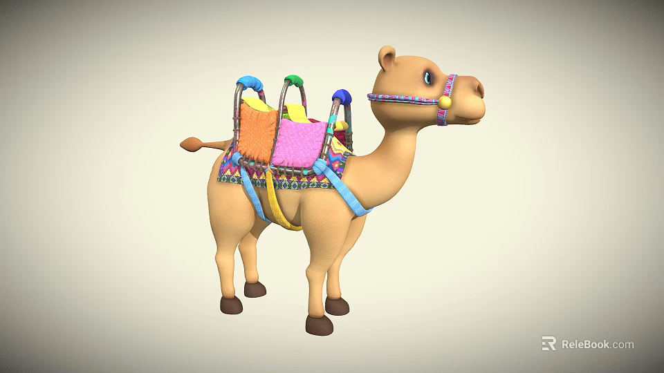 Colorful Decorated Camel With Vibrant Saddle And Traditional Ornaments 3d model 