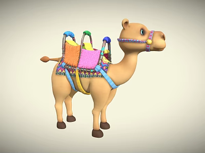 Colorful Decorated Camel With Vibrant Saddle And Traditional Ornaments 3d model