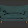 Modern Teal Single Seat Sofa With Comfortable Design And Wooden Legs