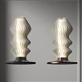 Modern Wavy Design Floor Lamps With White Shades And Black Copper Bases