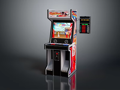Retro Arcade Machine Entertainment Appliance With Classic Game Screen And Controls 3d model