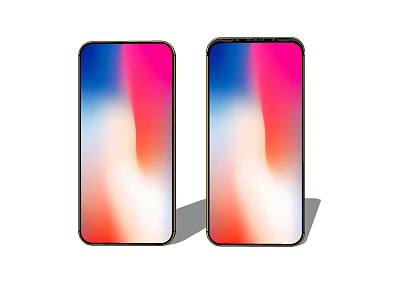 Two Modern Smartphones Front View Gradient Color Full Screen Displays Black Frames 3d model