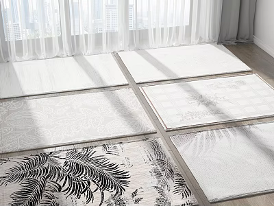 Square Rugs in Bright Interior With Sunlight Through Windows Featuring Various Patterns And Soft Textures 3d model