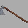 Durable Hardware Tool Axe with Metal Head and Wooden Handle Wrapped in Rope